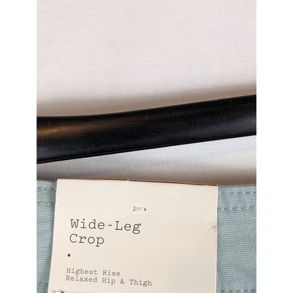 A New Day Cropped Wide Leg Pants 6 Mint Blue Green Flat Front High Rise Capri - Picture 8 of 9